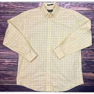 Orvis Signature Collection Yellow, Blue Plaid Button Up Shirt Men's Large EUC
